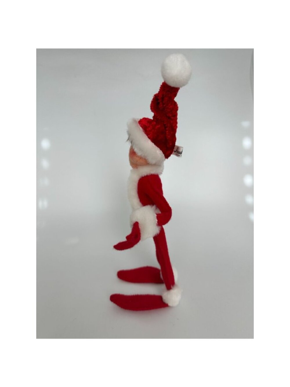 Annalee 2012 Christmas Elf Doll Red White Santa Outfit Holly Brown Hair Poseable - Picture 4 of 8